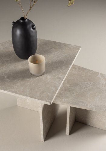 VENTURE DESIGN Sala sofabord - beige marmorlook MDF (60x60) 40x40) (st med 2)