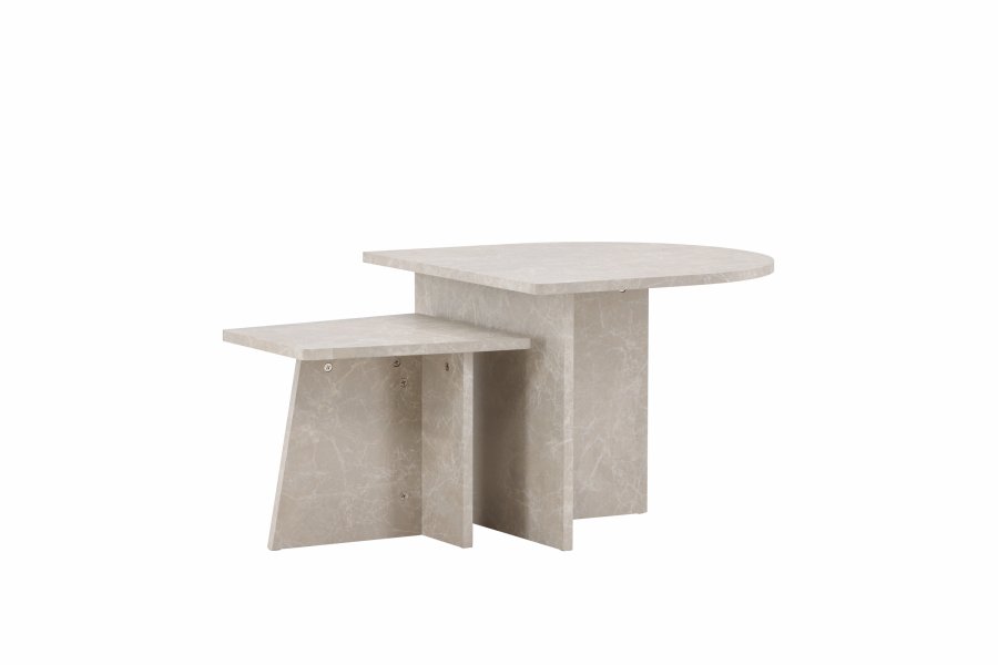 VENTURE DESIGN Sala sofabord - beige marmorlook MDF (60x60) 40x40) (st med 2)
