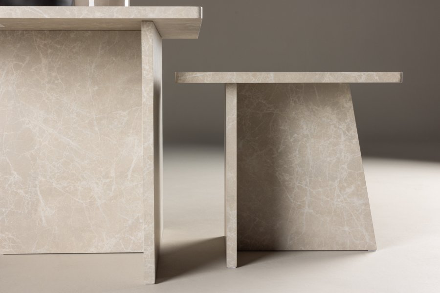 VENTURE DESIGN Sala sofabord - beige marmorlook MDF (60x60) 40x40) (st med 2)