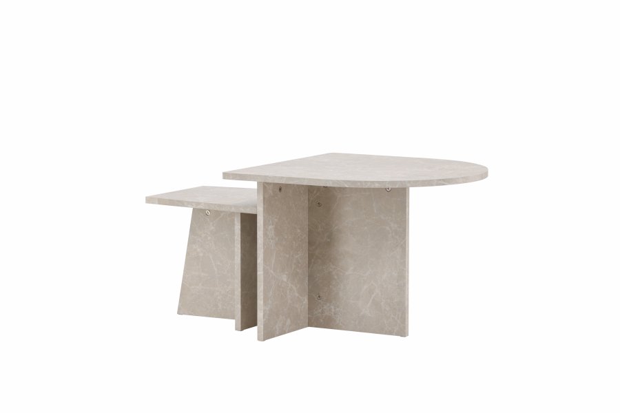VENTURE DESIGN Sala sofabord - beige marmorlook MDF (60x60) 40x40) (st med 2)