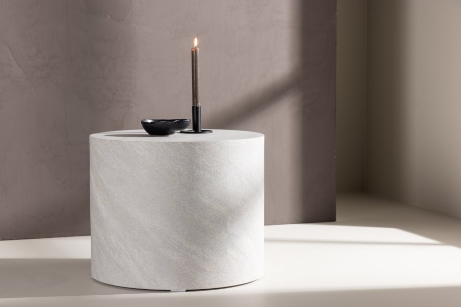 VENTURE DESIGN York sofabord, rund - gr betonlook MDF (50)