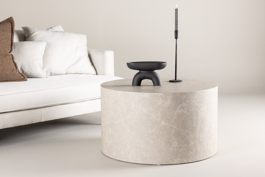 VENTURE DESIGN York sofabord, rund - beige MDF (80)