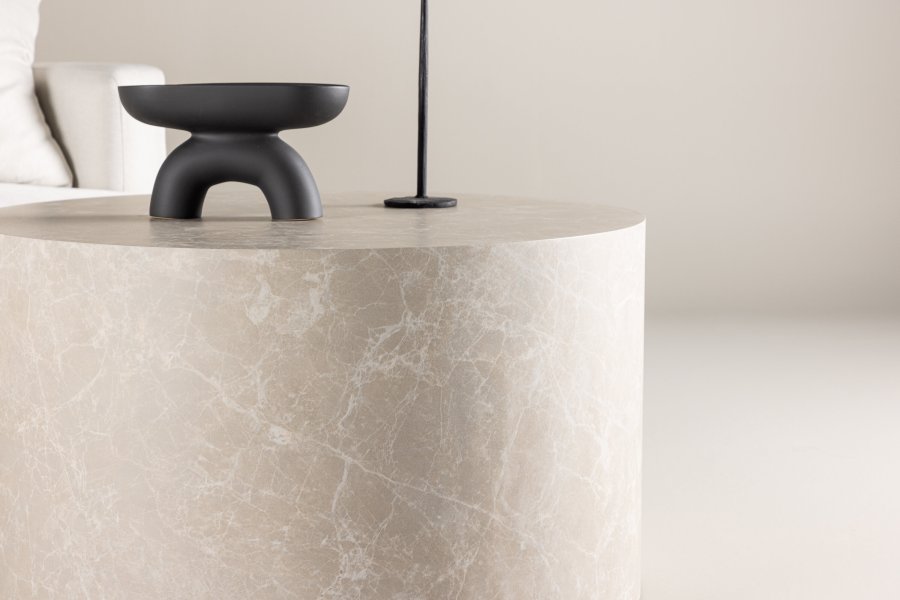 VENTURE DESIGN York sofabord, rund - beige MDF (80)