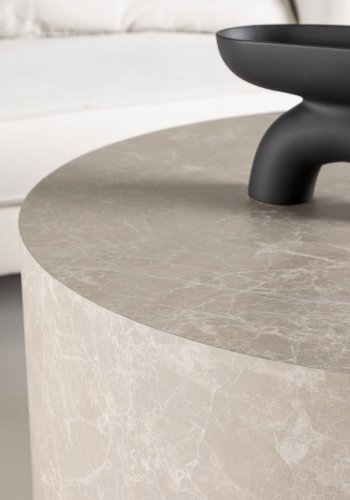 VENTURE DESIGN York sofabord, rund - beige MDF (80)