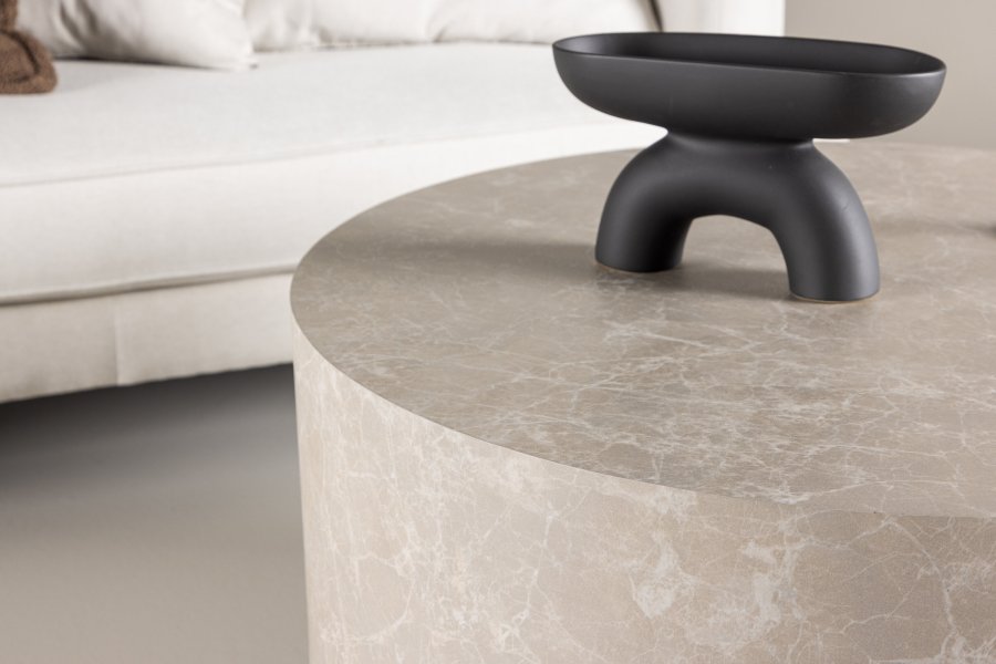 VENTURE DESIGN York sofabord, rund - beige MDF (80)