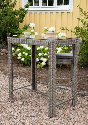 VENTURE DESIGN Alo udendrs barbord, rektangulr - glas, gr polyrattan og stl (100x60)