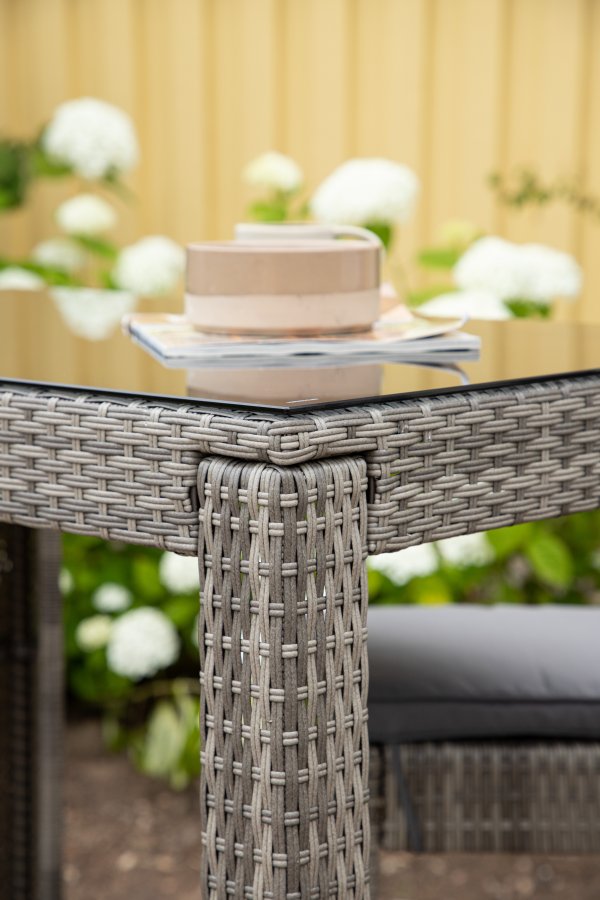 VENTURE DESIGN Alo udendrs barbord, rektangulr - glas, gr polyrattan og stl (100x60)