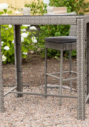 VENTURE DESIGN Alo udendrs barbord, rektangulr - glas, gr polyrattan og stl (100x60)