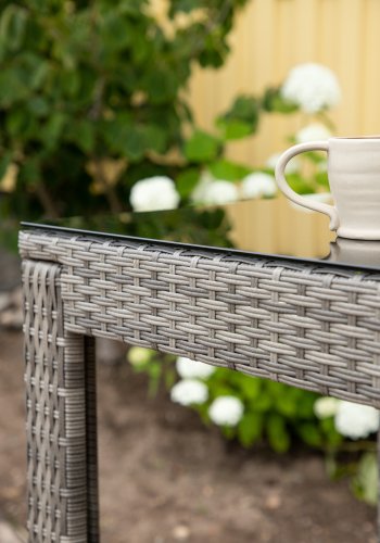 VENTURE DESIGN Alo udendrs barbord, rektangulr - glas, gr polyrattan og stl (100x60)