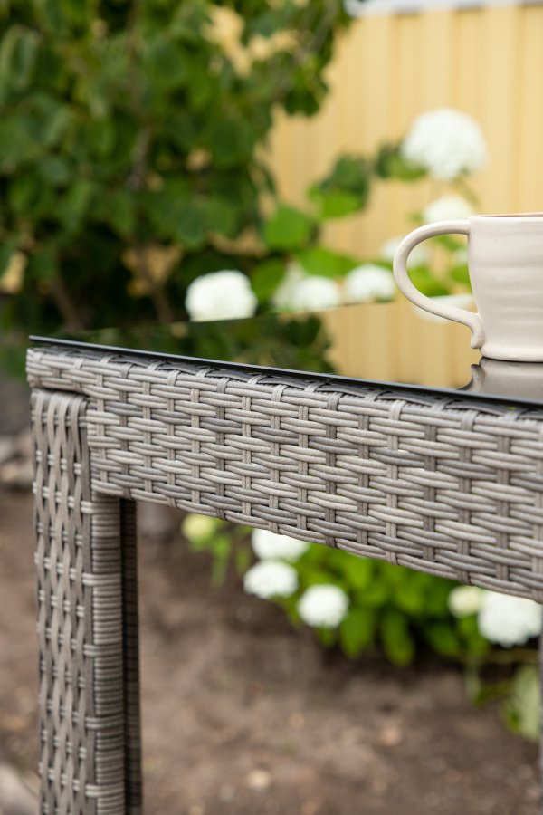 VENTURE DESIGN Alo udendrs barbord, rektangulr - glas, gr polyrattan og stl (100x60)