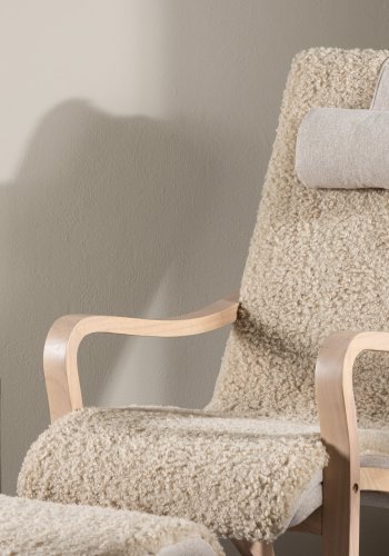 VENTURE DESIGN Frö lnestol m. fodskammel og nakkepude - brun polyester og krydsfinér