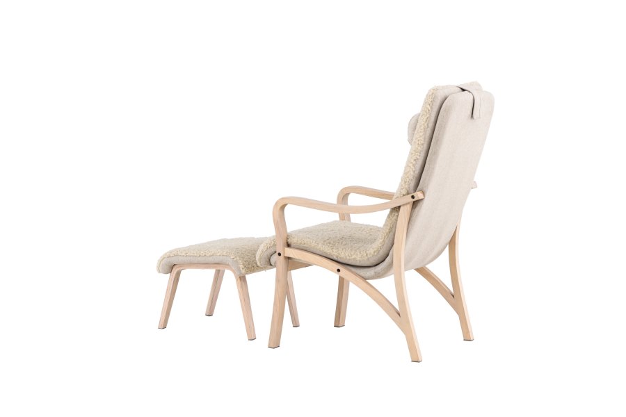 VENTURE DESIGN Frö lnestol m. fodskammel og nakkepude - brun polyester og krydsfinér