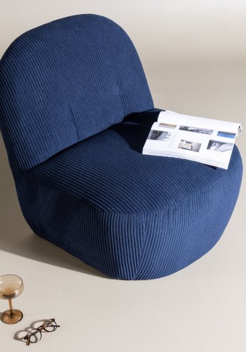 VENTURE DESIGN Mahla loungestol - marinebl polyester fljl og plastik