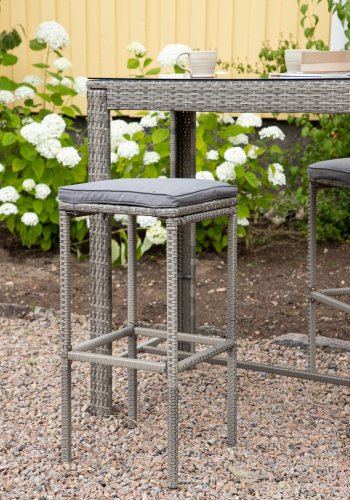 VENTURE DESIGN Alo udendrs barstol, m. fodsttte - gr polyrattan og aluminium