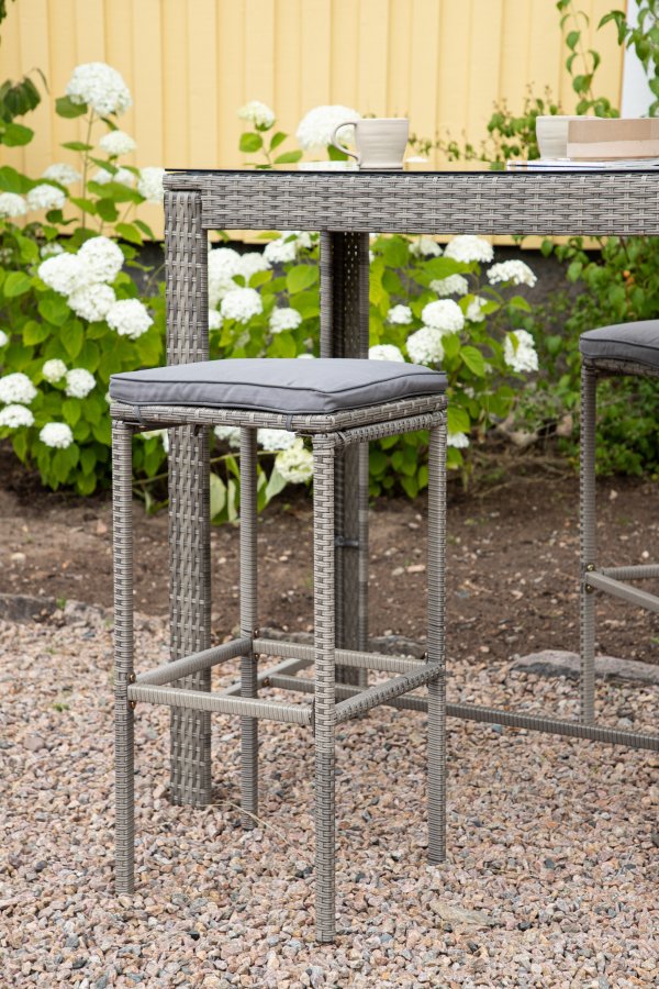 VENTURE DESIGN Alo udendrs barstol, m. fodsttte - gr polyrattan og aluminium