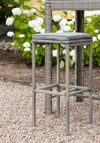 VENTURE DESIGN Alo udendrs barstol, m. fodsttte - gr polyrattan og aluminium