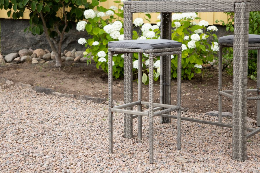 VENTURE DESIGN Alo udendrs barstol, m. fodsttte - gr polyrattan og aluminium
