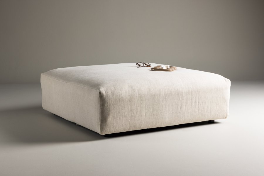 VIND COLLECTION Mavi modul sofa puf, kvadratisk - beige polyester og tr (105x105)