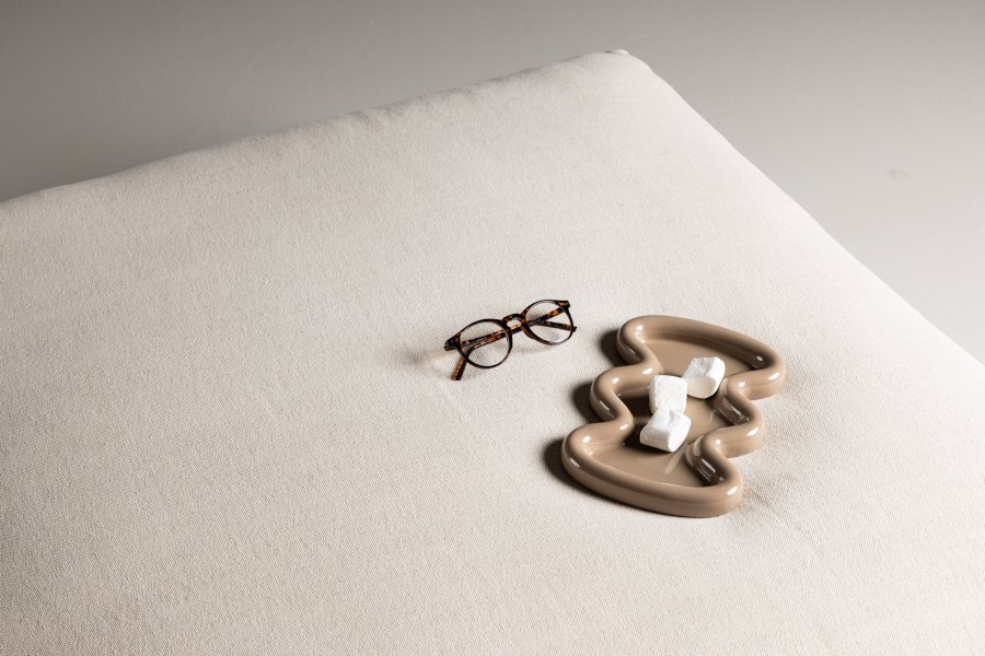 VIND COLLECTION Mavi modul sofa puf, kvadratisk - beige polyester og tr (105x105)