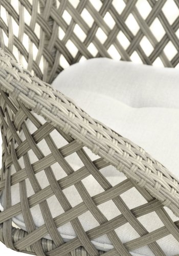 Korsika cafést, m. 1 bord, 2 stole, hynder - varm gr rattan og aluminium