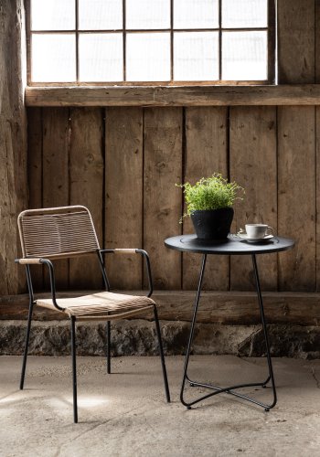 VENTURE DESIGN Bacong udendrs cafébord, rund - sort stl (60)