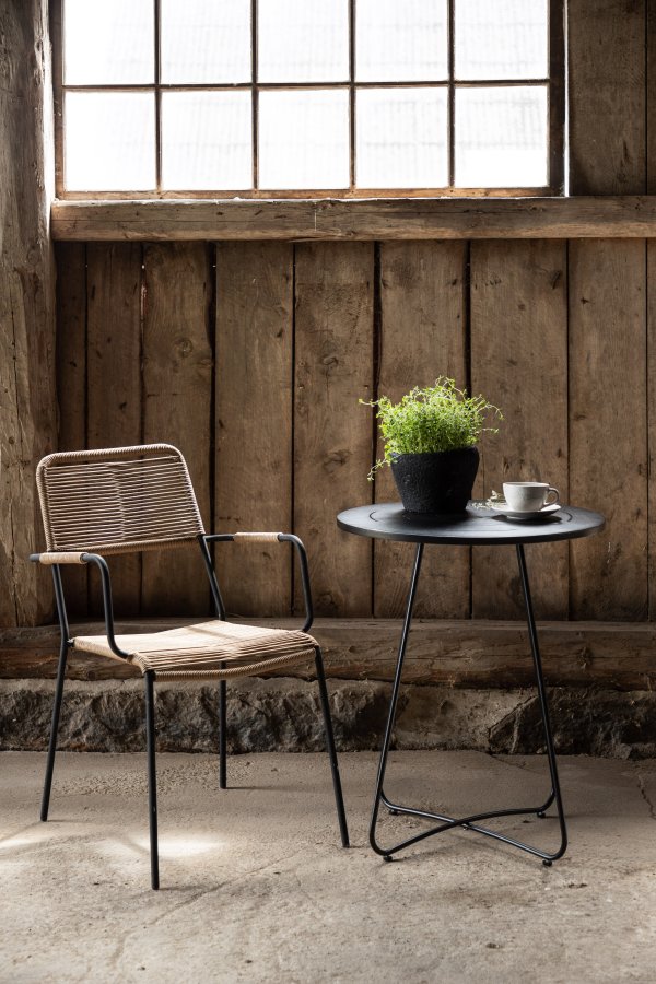 VENTURE DESIGN Bacong udendrs cafébord, rund - sort stl (60)