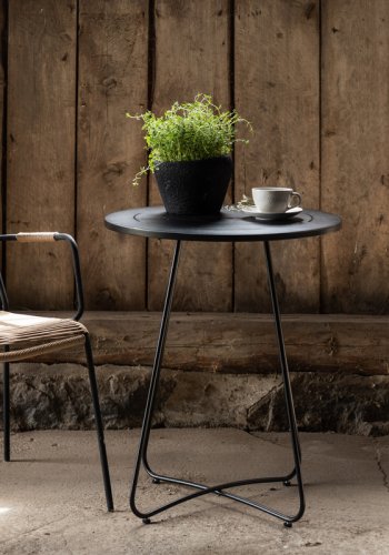 VENTURE DESIGN Bacong udendrs cafébord, rund - sort stl (60)