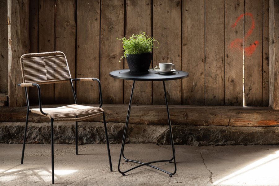 VENTURE DESIGN Bacong udendrs cafébord, rund - sort stl (60)