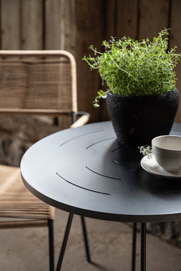 VENTURE DESIGN Bacong udendrs cafébord, rund - sort stl (60)