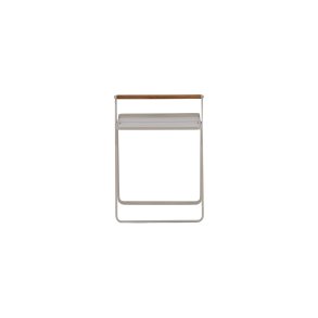 VENTURE DESIGN Clarin udendrs sidebord, m. teaktr hndtag, kvadratisk - beige stl (45x45)