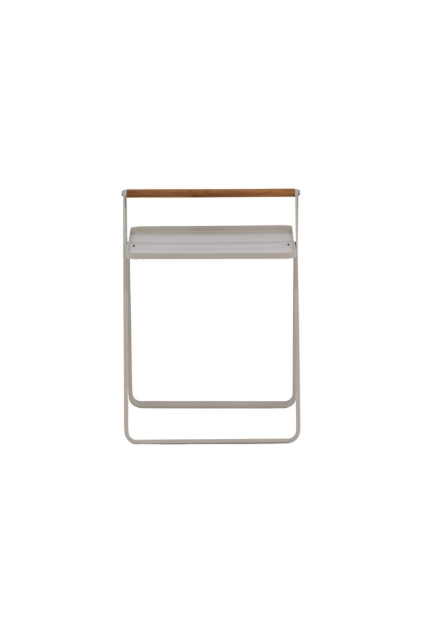 VENTURE DESIGN Clarin udendrs sidebord, m. teaktr hndtag, kvadratisk - beige stl (45x45)