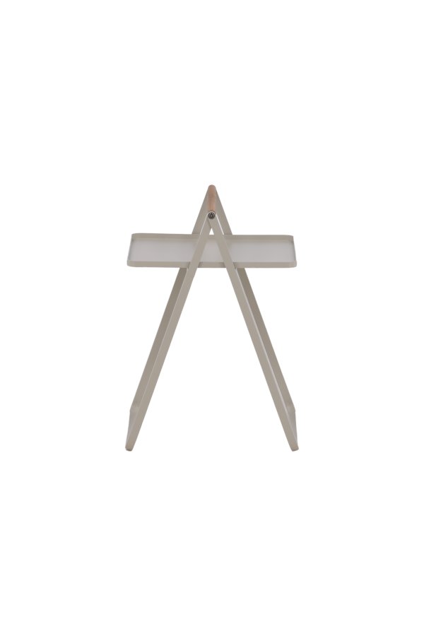 VENTURE DESIGN Clarin udendrs sidebord, m. teaktr hndtag, kvadratisk - beige stl (45x45)
