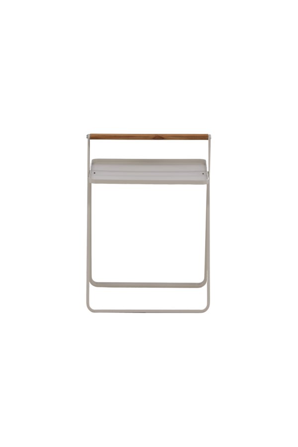VENTURE DESIGN Clarin udendrs sidebord, m. teaktr hndtag, kvadratisk - beige stl (45x45)