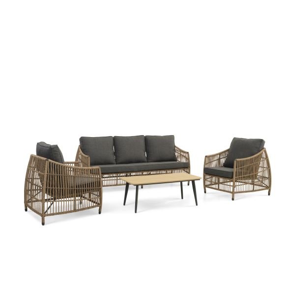 Cayman loungest, m. 1 bord, 1 sofa, 2 stole, hynder - rattan og antracitgr aluminium