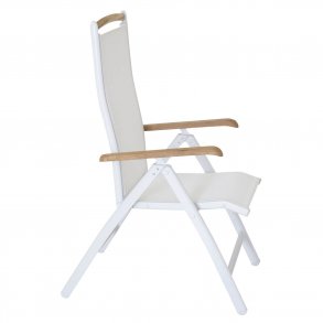 VENTURE DESIGN Panama havestol m. 5 positioner og armln - hvid stof og aluminium samt natur teaktr 