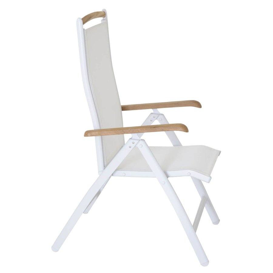 VENTURE DESIGN Panama havestol m. 5 positioner og armln - hvid stof og aluminium samt natur teaktr 