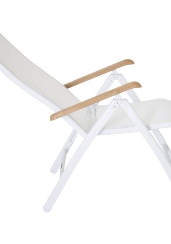 VENTURE DESIGN Panama havestol m. 5 positioner og armln - hvid stof og aluminium samt natur teaktr 