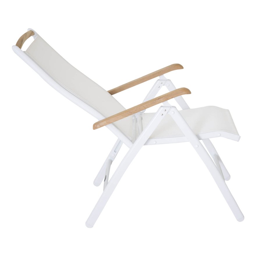 VENTURE DESIGN Panama havestol m. 5 positioner og armln - hvid stof og aluminium samt natur teaktr 