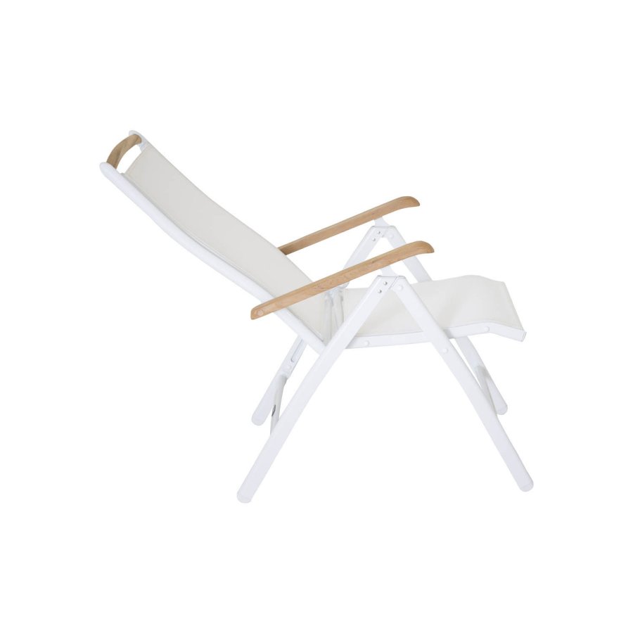 VENTURE DESIGN Panama havestol m. 5 positioner og armln - hvid stof og aluminium samt natur teaktr 