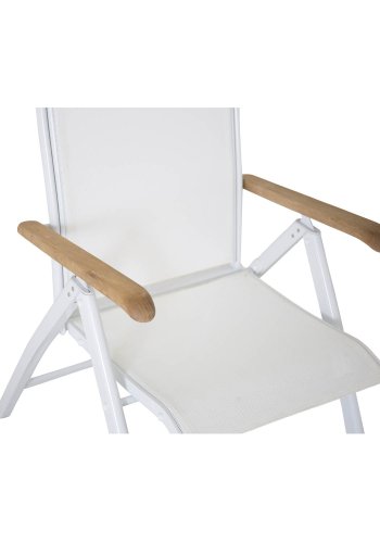 VENTURE DESIGN Panama havestol m. 5 positioner og armln - hvid stof og aluminium samt natur teaktr 