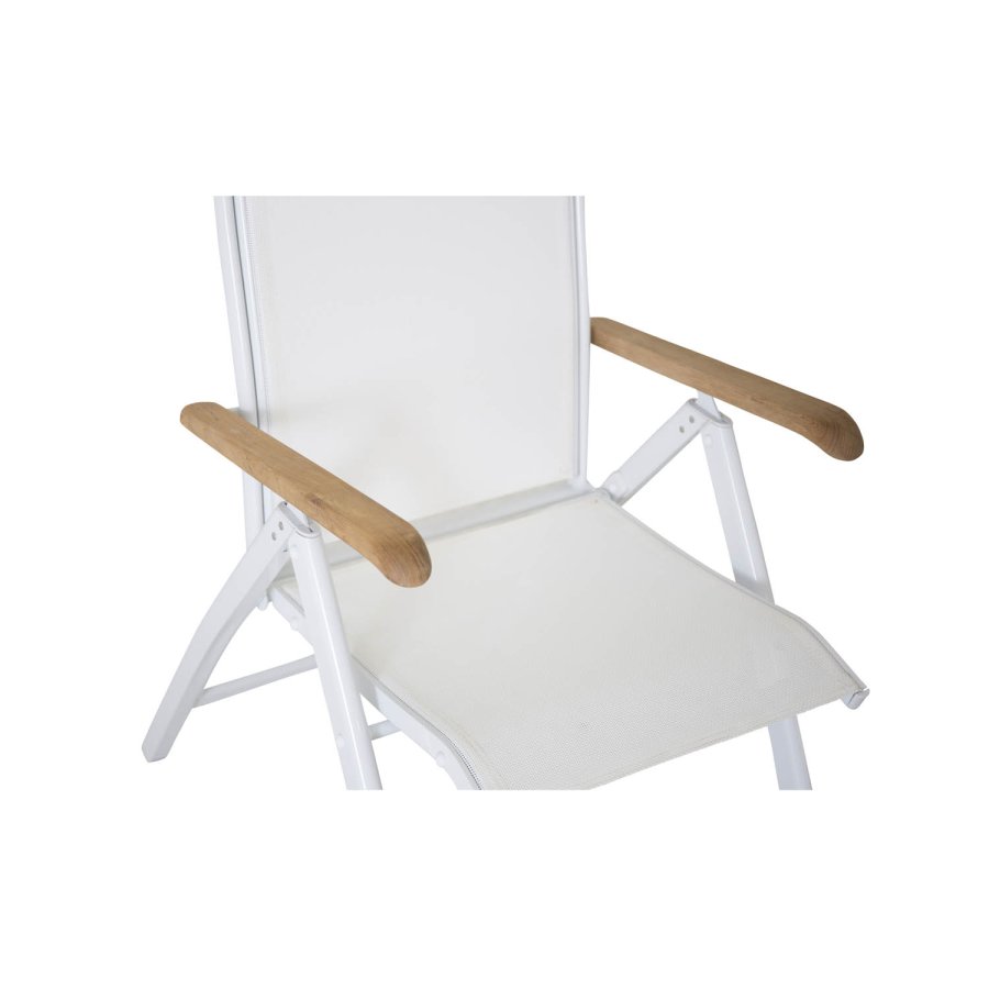 VENTURE DESIGN Panama havestol m. 5 positioner og armln - hvid stof og aluminium samt natur teaktr 