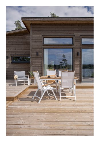 VENTURE DESIGN Panama havestol m. 5 positioner og armln - hvid stof og aluminium samt natur teaktr 