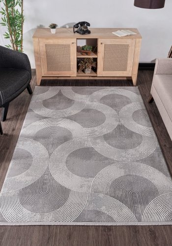 TEPPI Leo gulvtppe m. mnster, rektangulr - gr polypropylen/polyester (160x230)