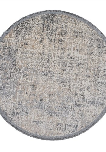 TEPPI Notta 1121 gulvtppe, rund - beige/gr polyester (100)