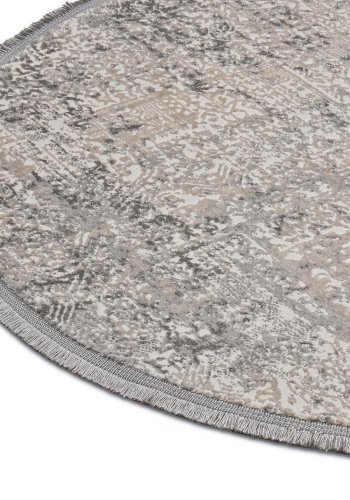 TEPPI Notta 1121 gulvtppe, rund - beige/gr polyester (100)