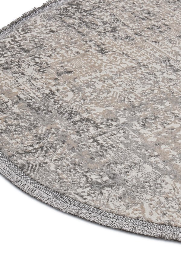 TEPPI Notta 1121 gulvtppe, rund - beige/gr polyester (100)