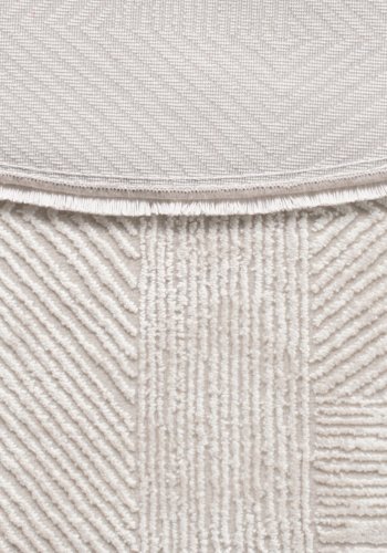 TEPPI Leo gulvtppe m. mnster, rund - creme polypropylen/polyester (80)