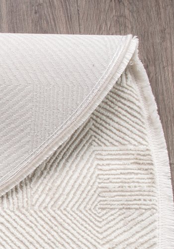 TEPPI Leo gulvtppe m. mnster, rund - creme polypropylen/polyester (100)