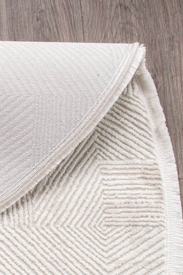 TEPPI Leo gulvtppe m. mnster, rund - creme polypropylen/polyester (100)