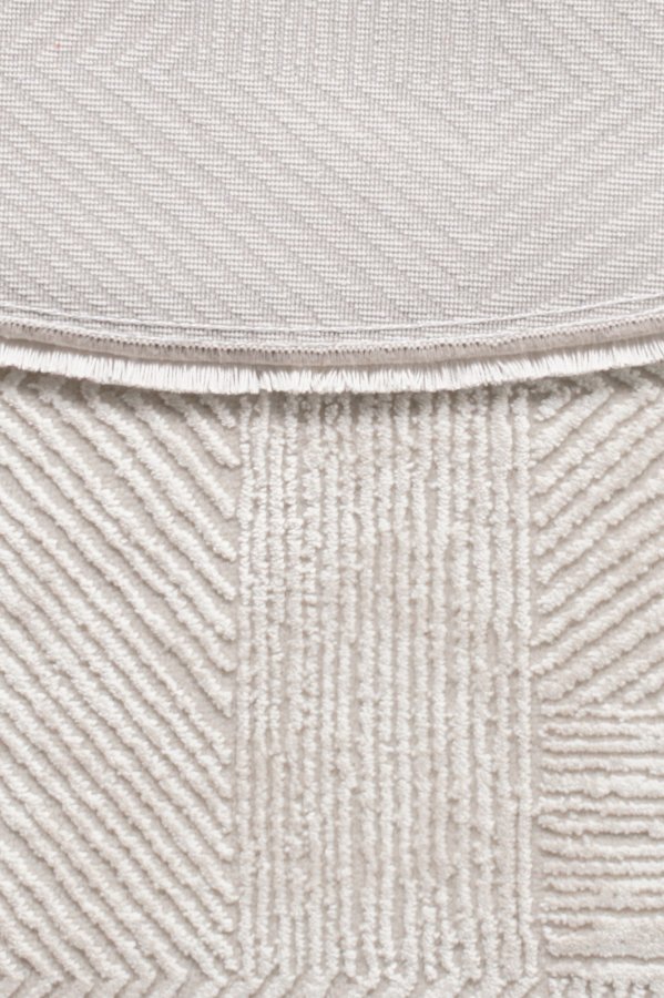 TEPPI Leo gulvtppe m. mnster, rund - creme polypropylen/polyester (100)